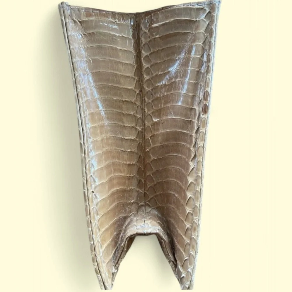Vintage 70s J Renee Snakeskin Beige Clutch‎ Satchel Handbag Women’s Purse